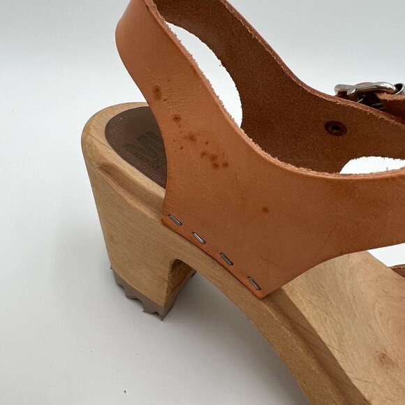 Free People Mia 1976 Swedish Leather Wooden Platform Clogs Luggage Size 36 5.5 - Picture 5 of 16